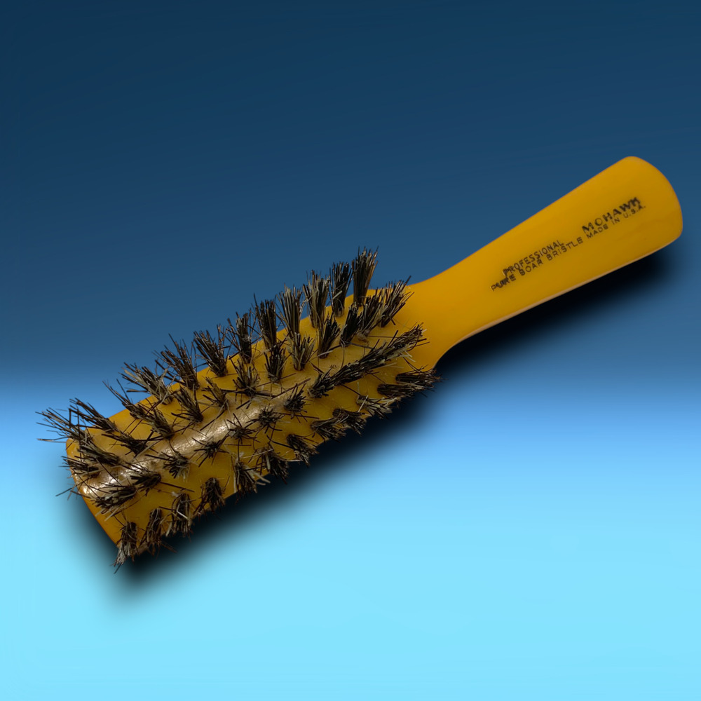 Vintage Mohawk Hair Brush Butterscotch Bakelite Pure Boar Bristle USA 6" Tested